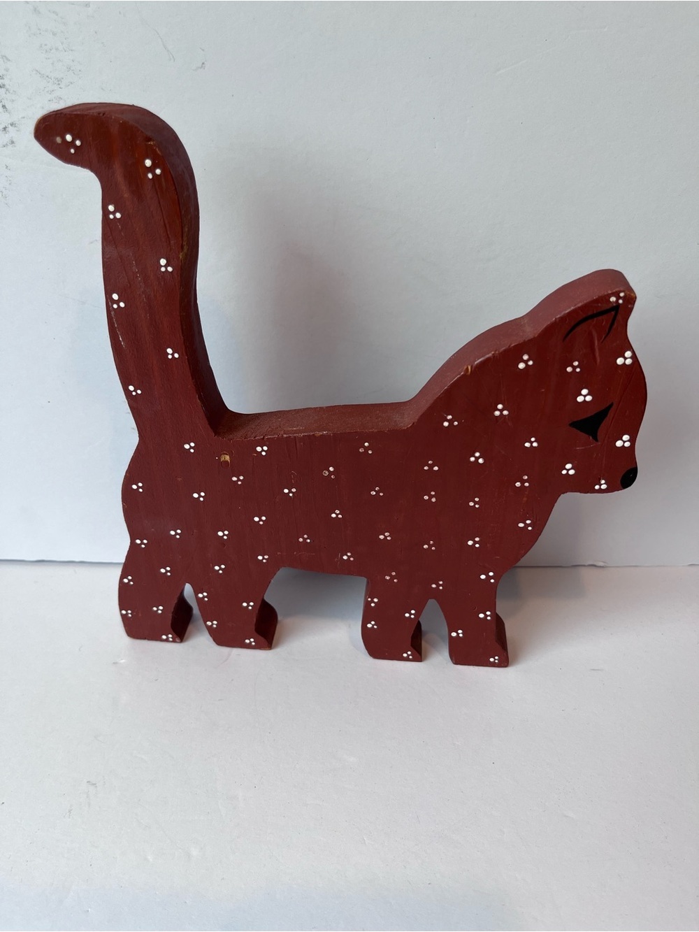 Hand Painted Wood Cat 90’s
